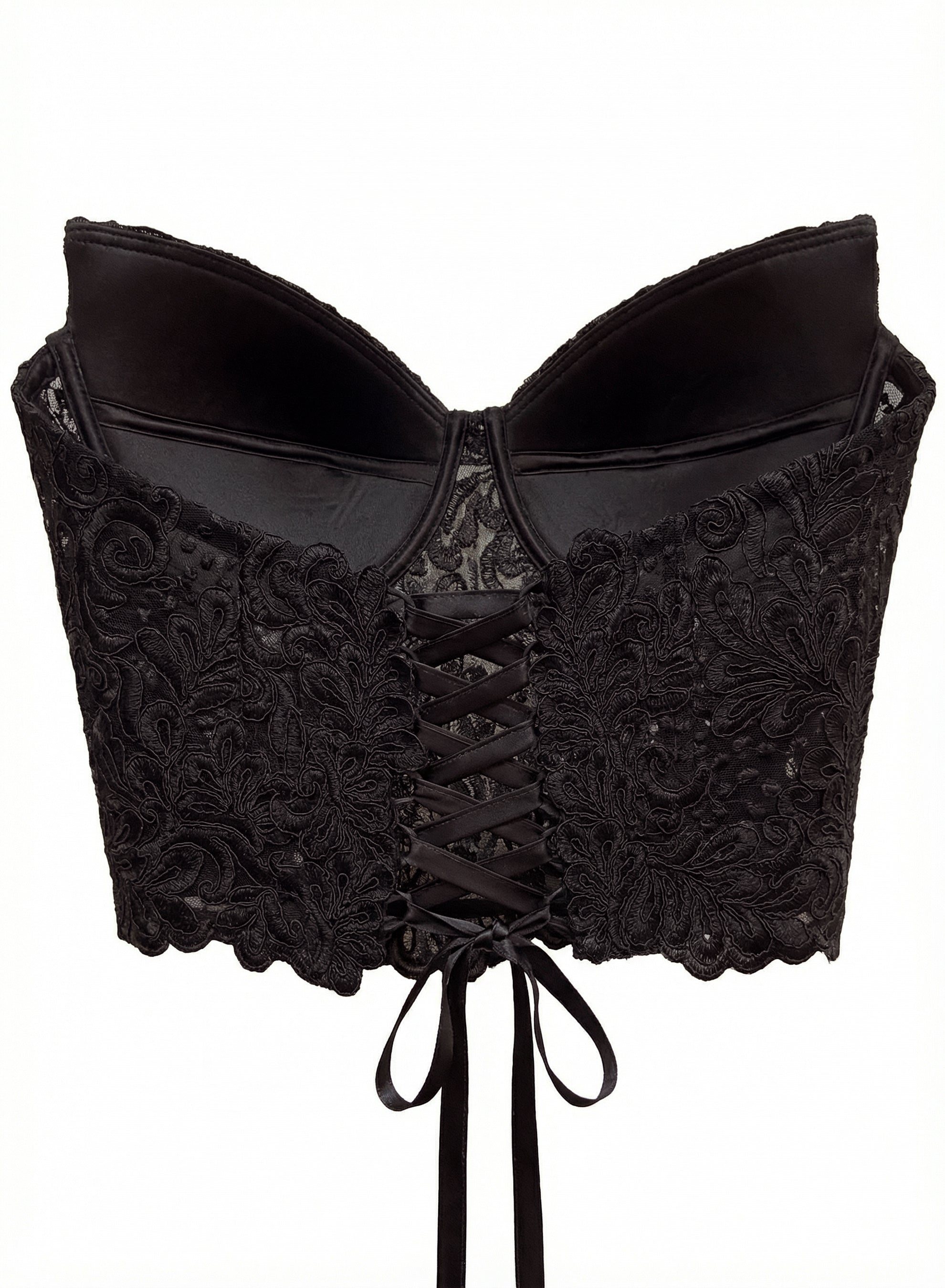 Orchidea Guipure Lace Corset Black| Luxury Strapless Corset