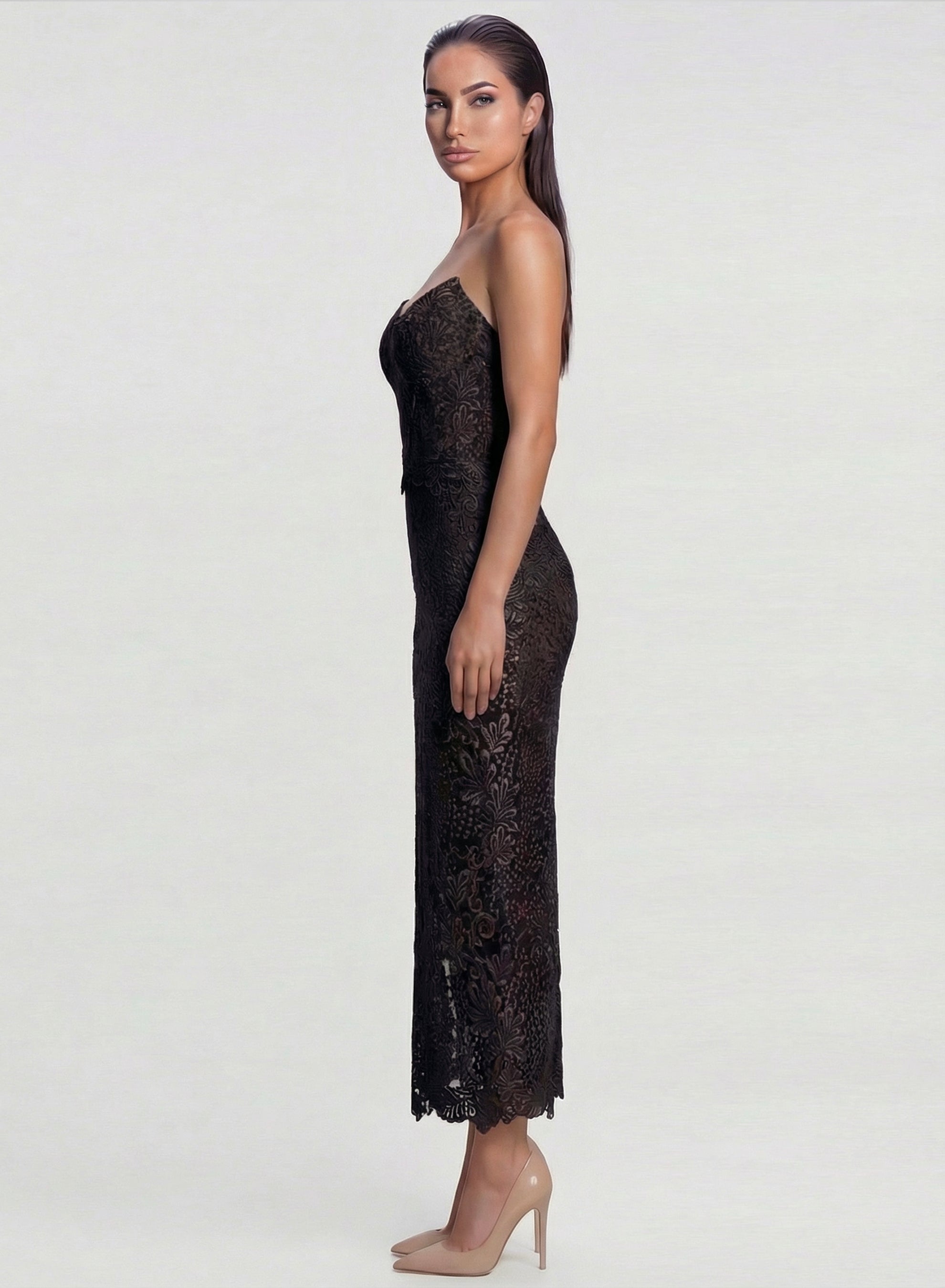 Czarny Koronkowy Gorset Orchidea 