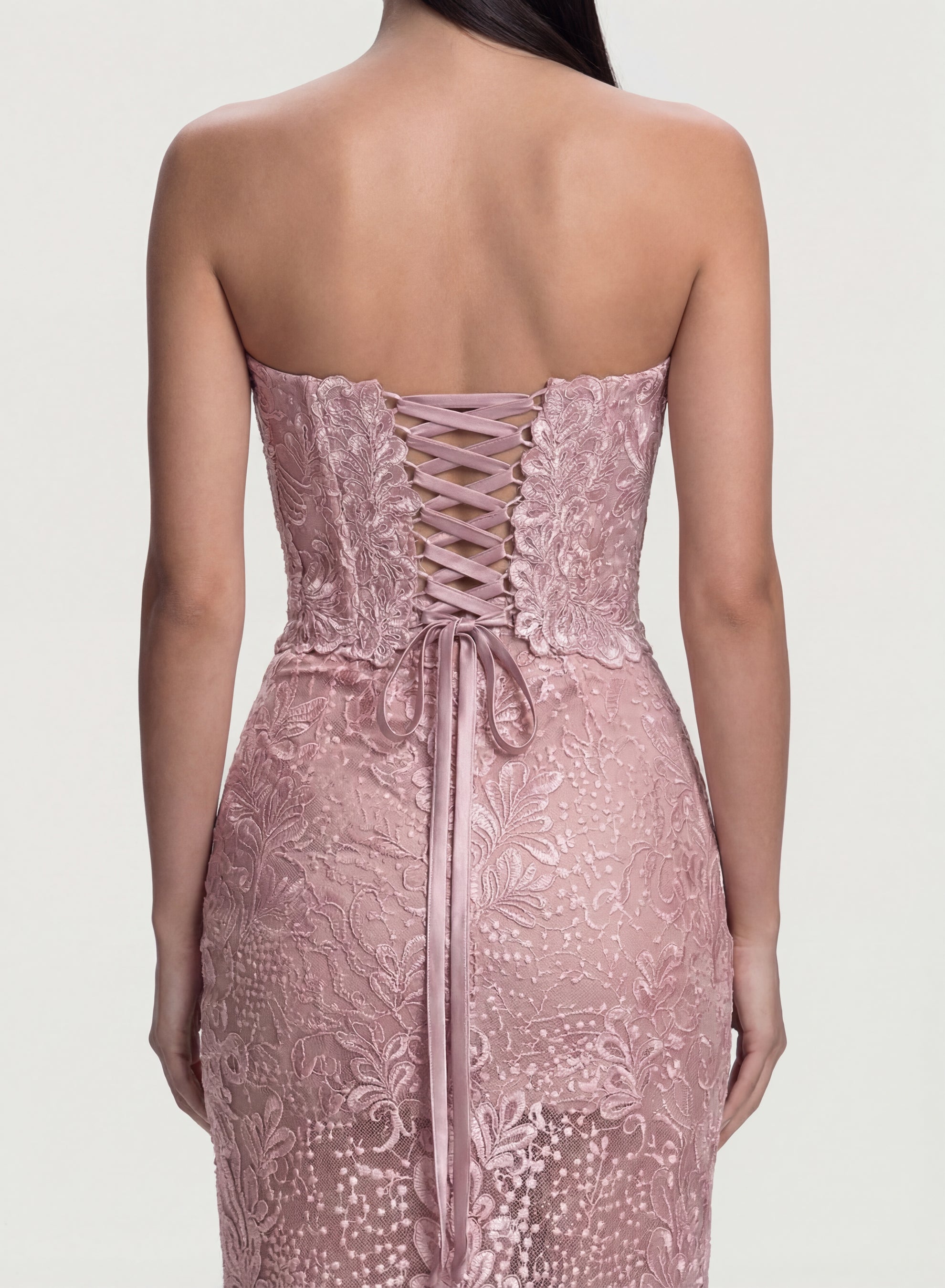 Gorset z koronką Orchidea w kolorze przydymionego różu