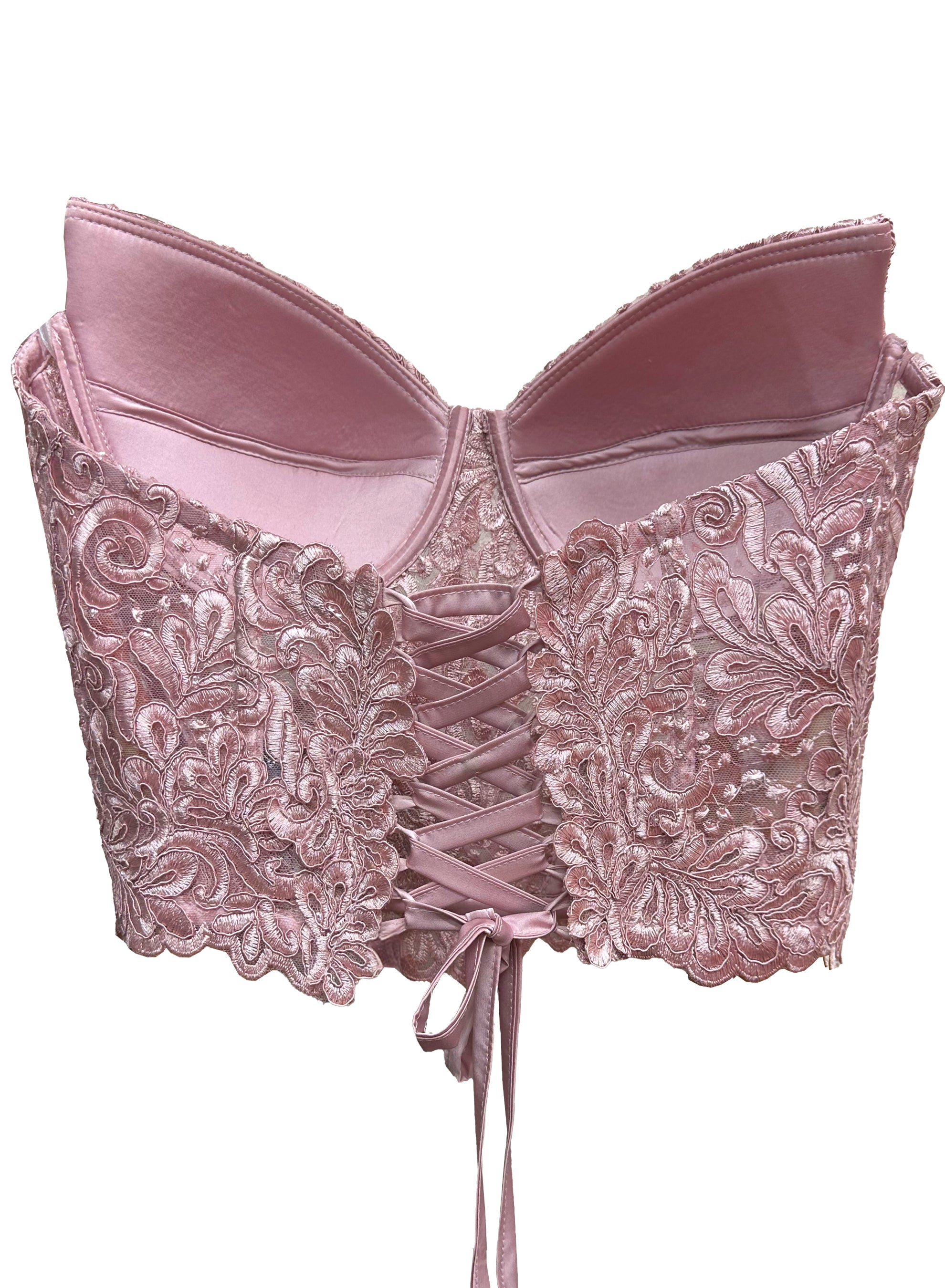 Gorset z koronką Orchidea w kolorze przydymionego różu