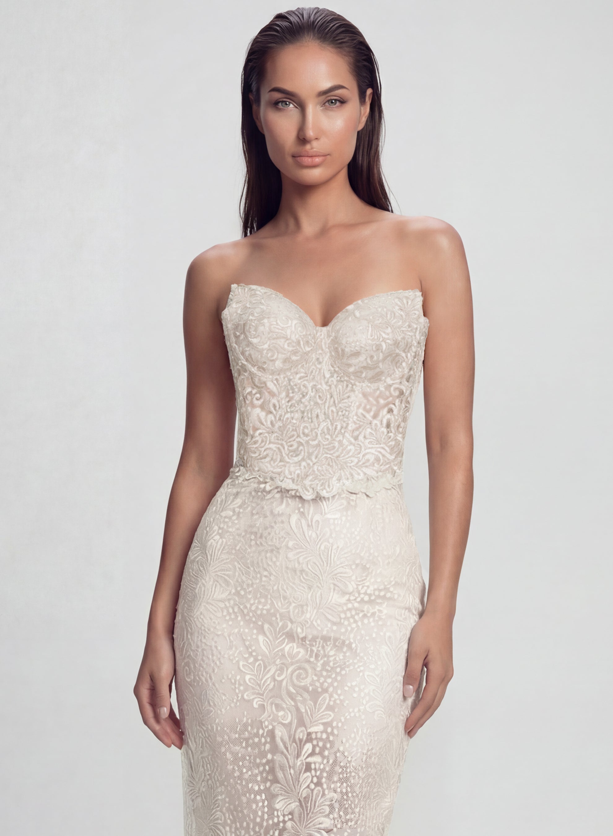 Orchidea Guipure Lace Corset Ivory| Luxury Strapless Corset