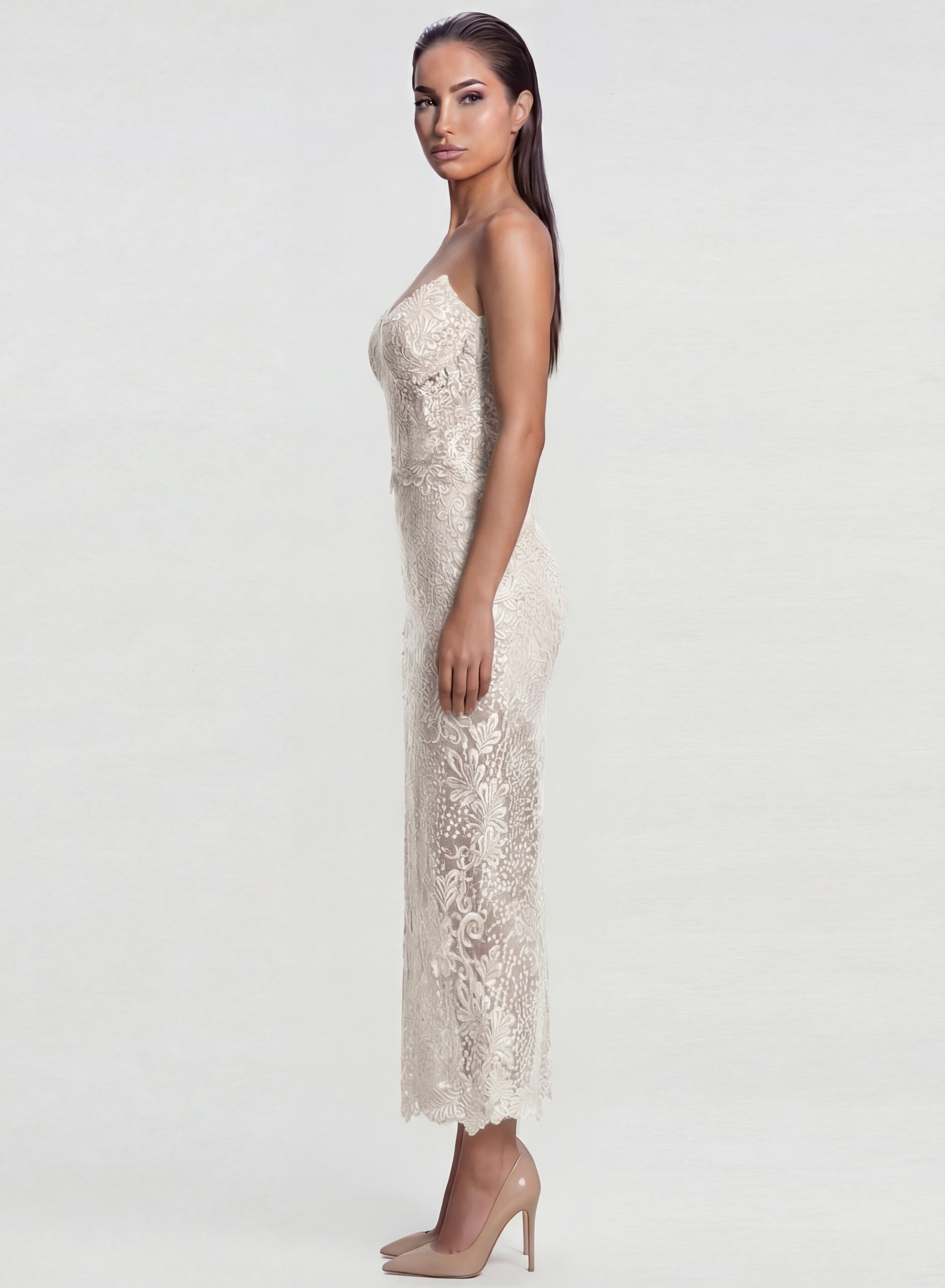 Ivory Spódnica Maxi Orchidea