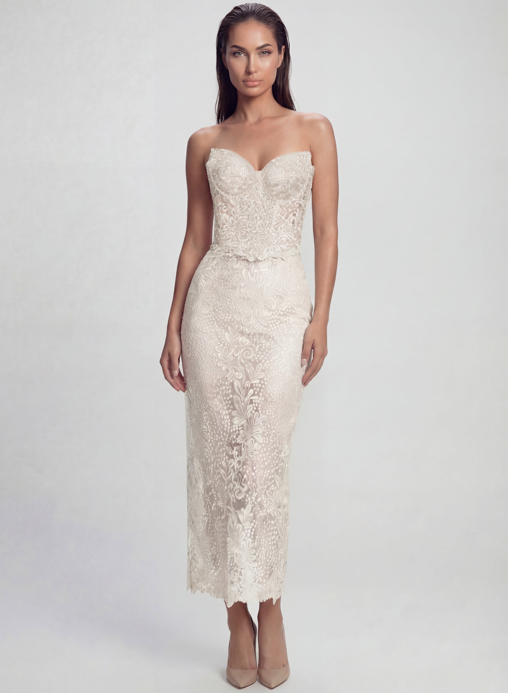 Ivory Spódnica Maxi Orchidea