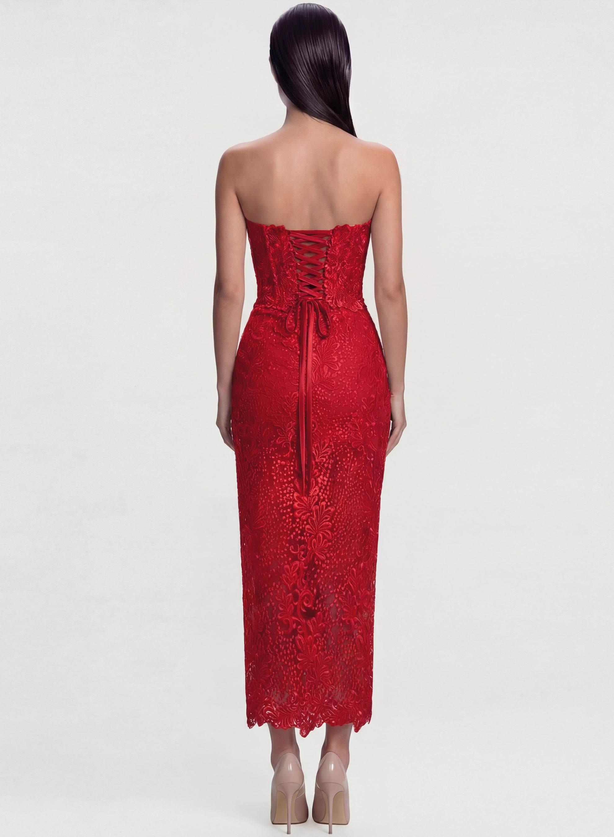 Orchidea Lace Corset Top Red