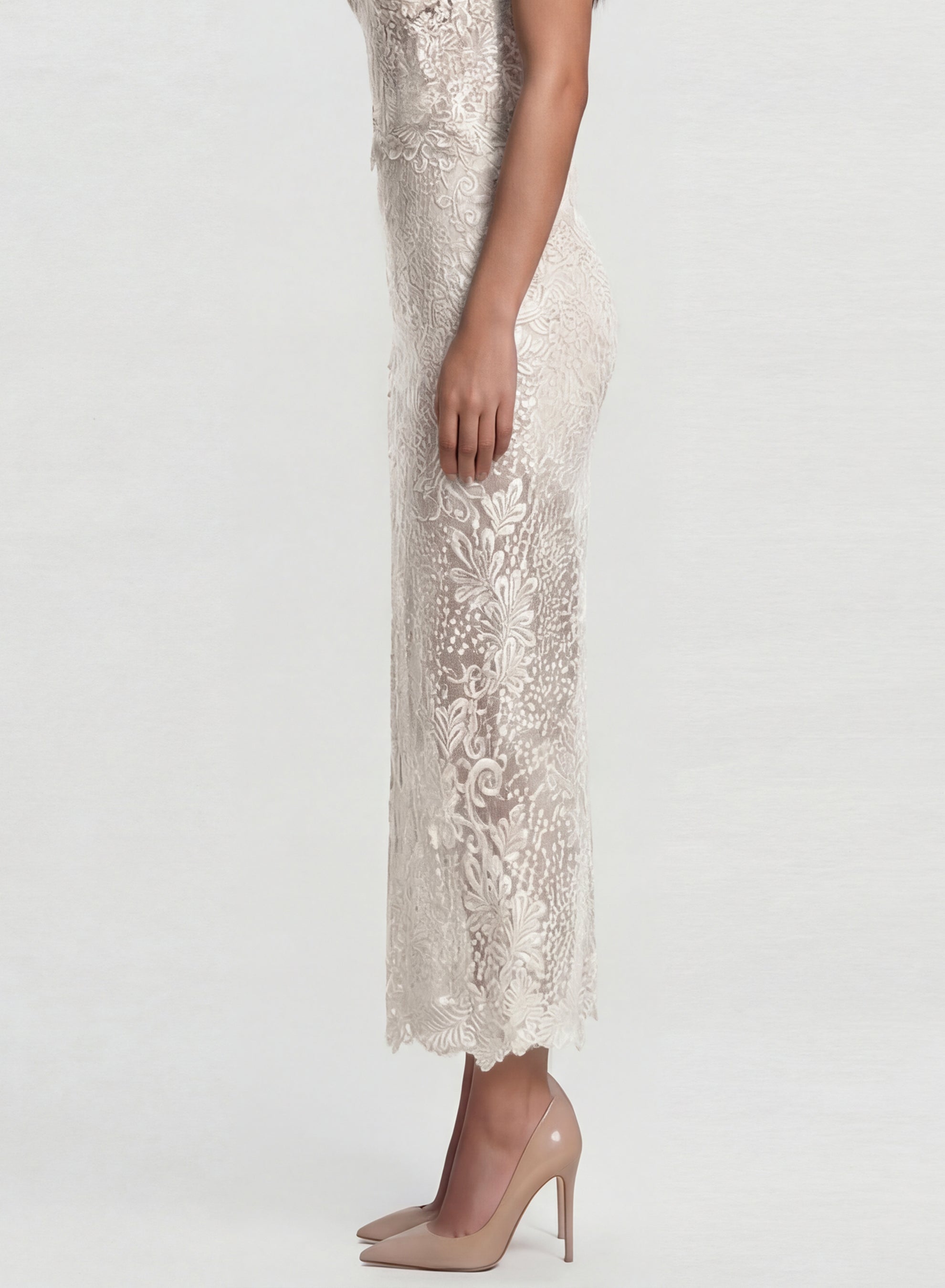 Ivory Spódnica Maxi Orchidea