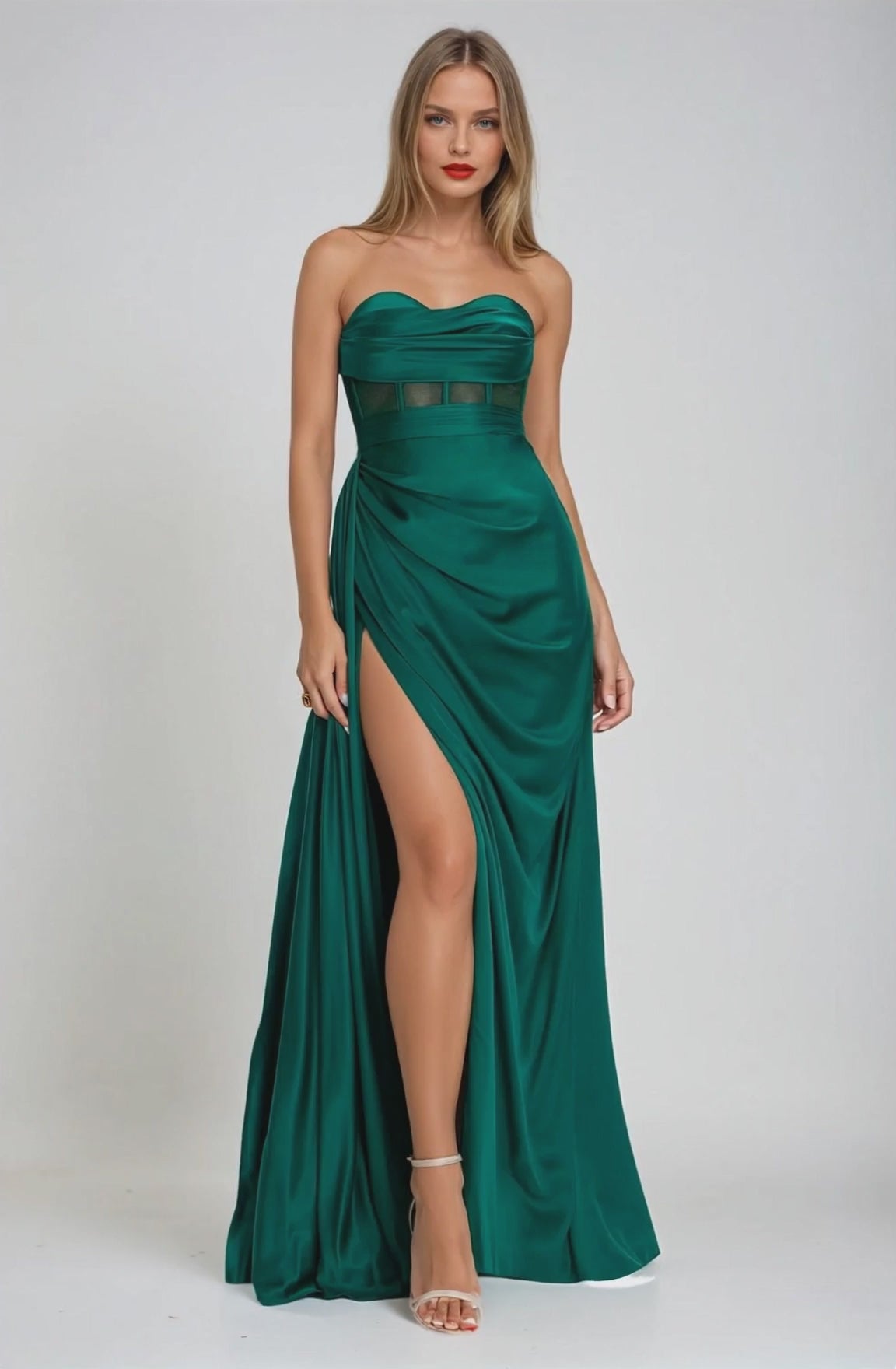 Emerald Satin Corset Evening Couture Gown Napoli Angelika Jozefczyk video 2
