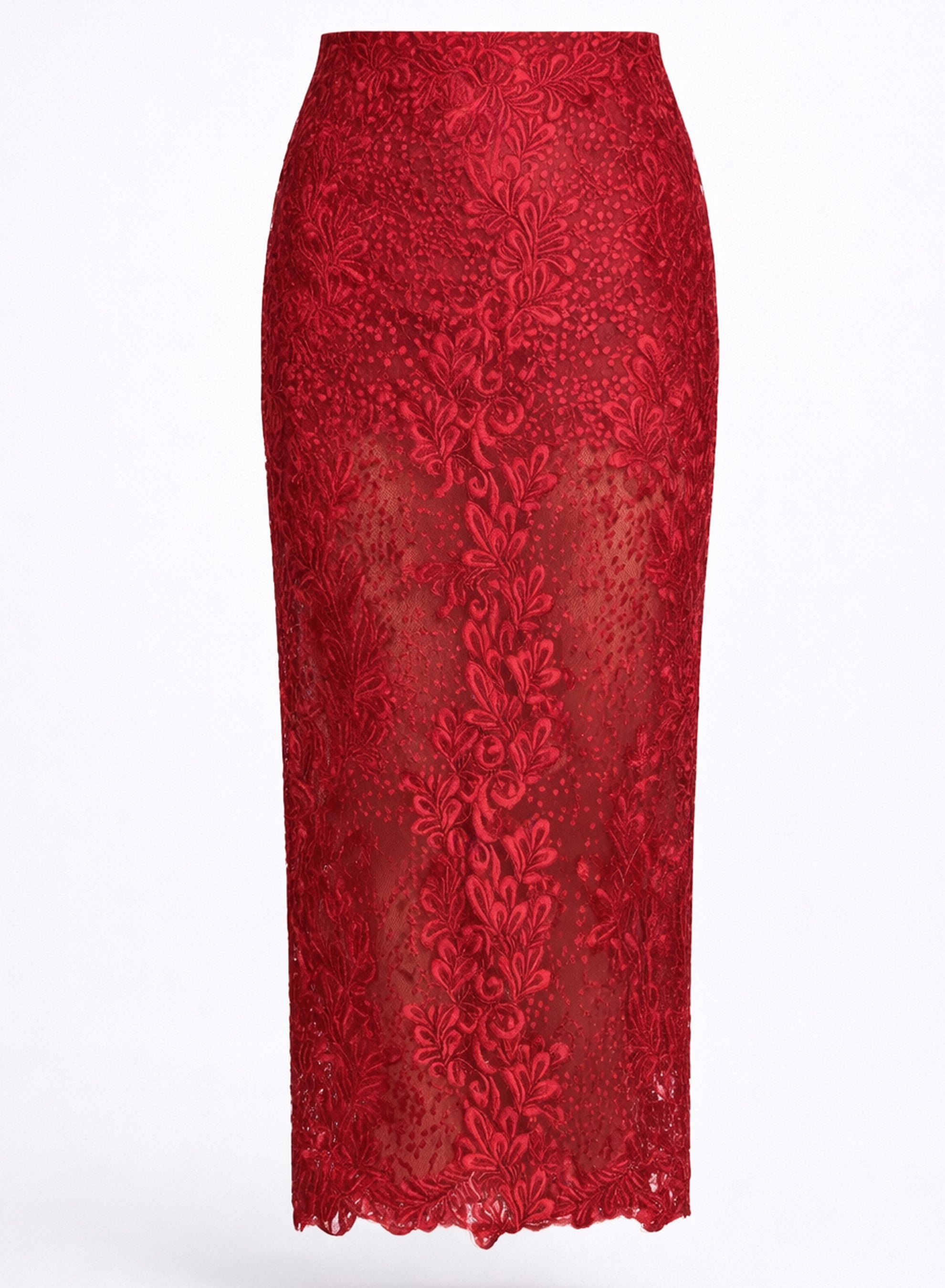 product photo orchidea lace maxi skirt red  atelier angelika jozefczyk
