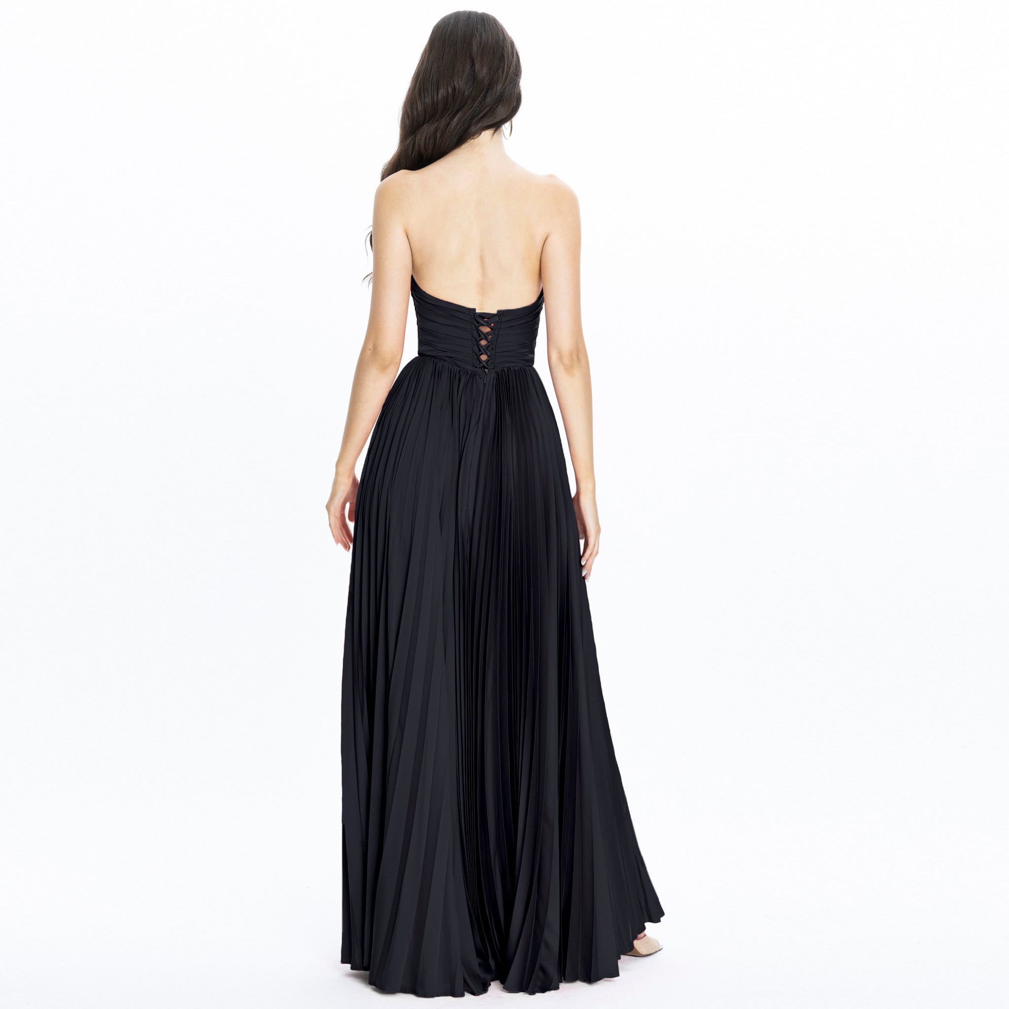 Rose Satin Evening Gown Black