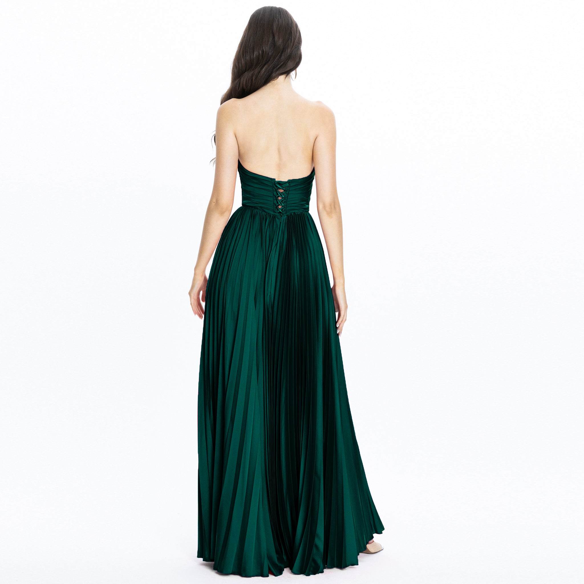 Rose Satin Evening Gown Emerald