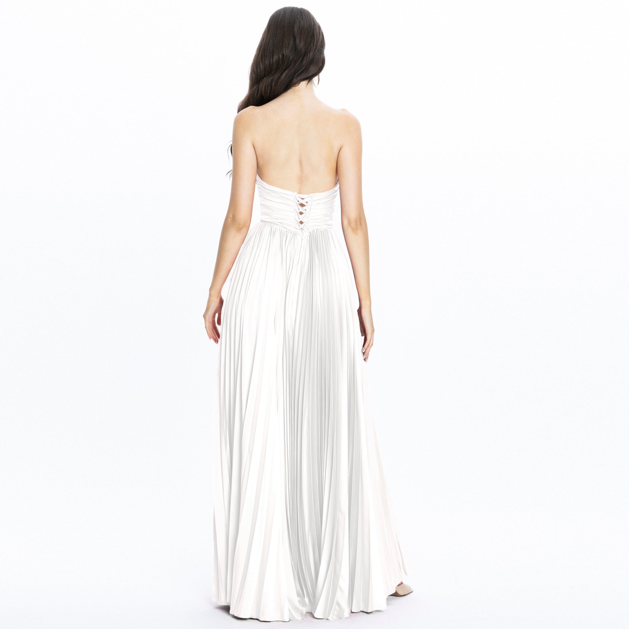 Rose Satin Evening Gown Ivory