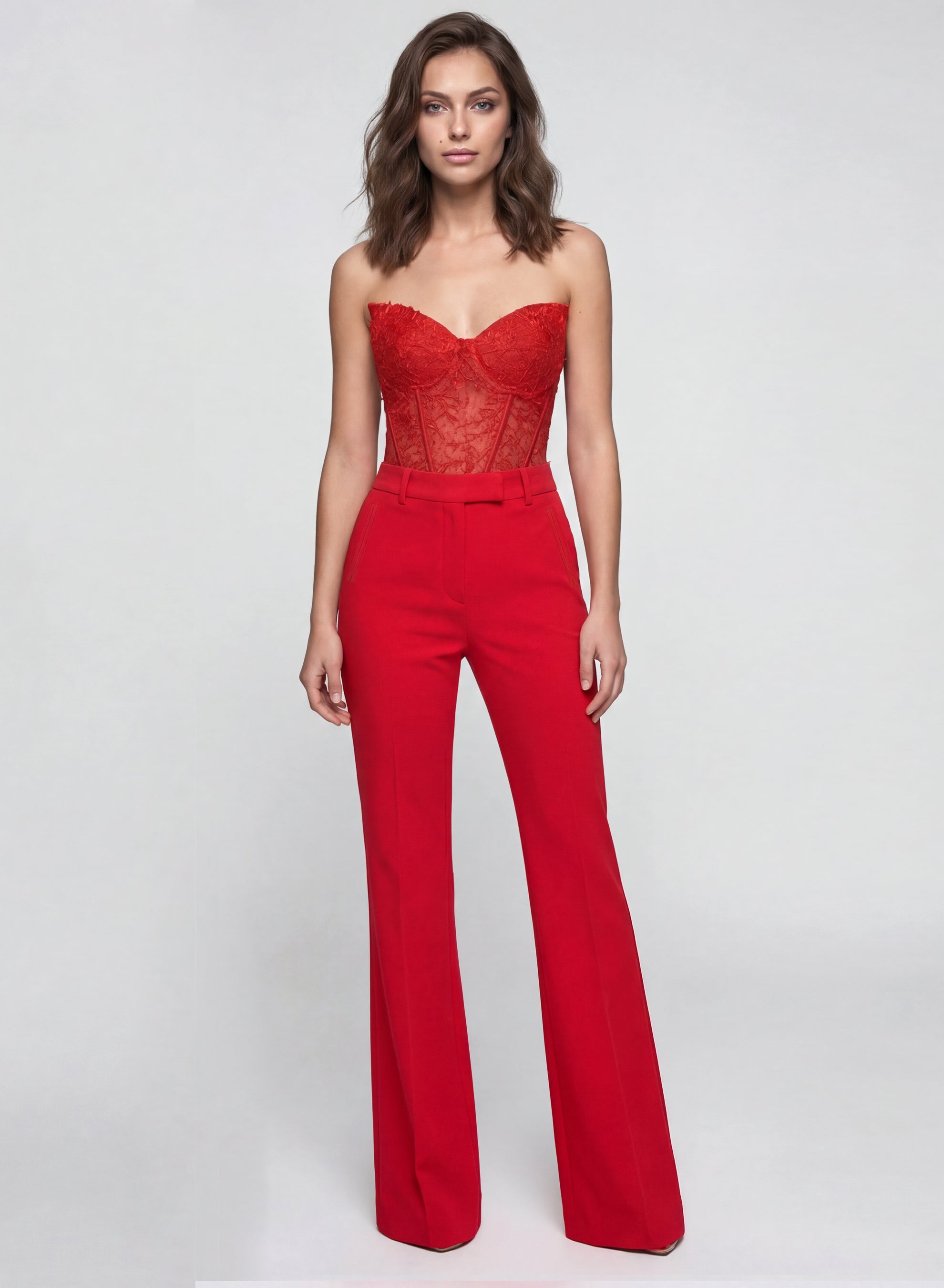 Palermo High-rise Flare Suit Pants Red