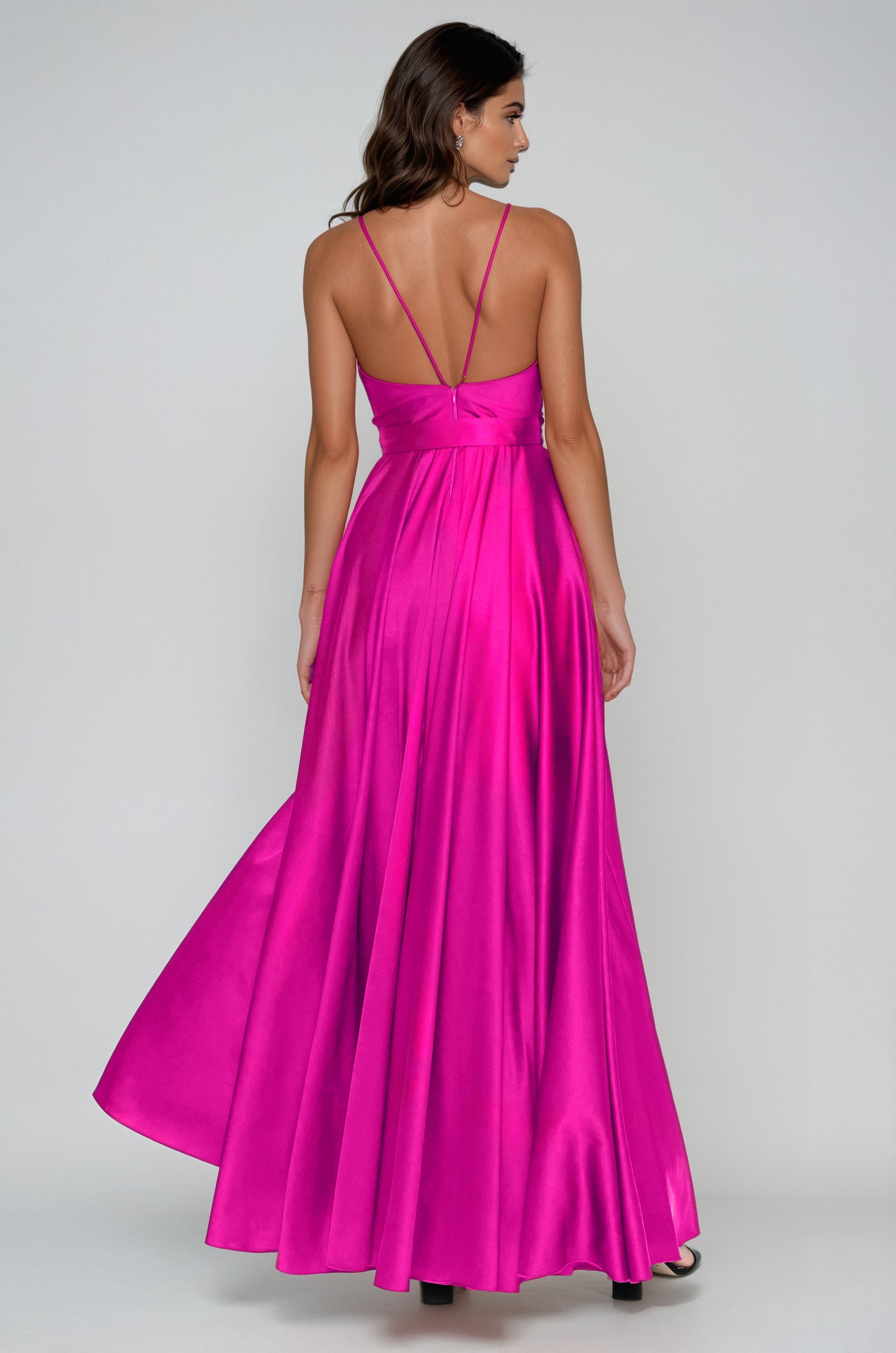 Satin Long Dress Fuchsia