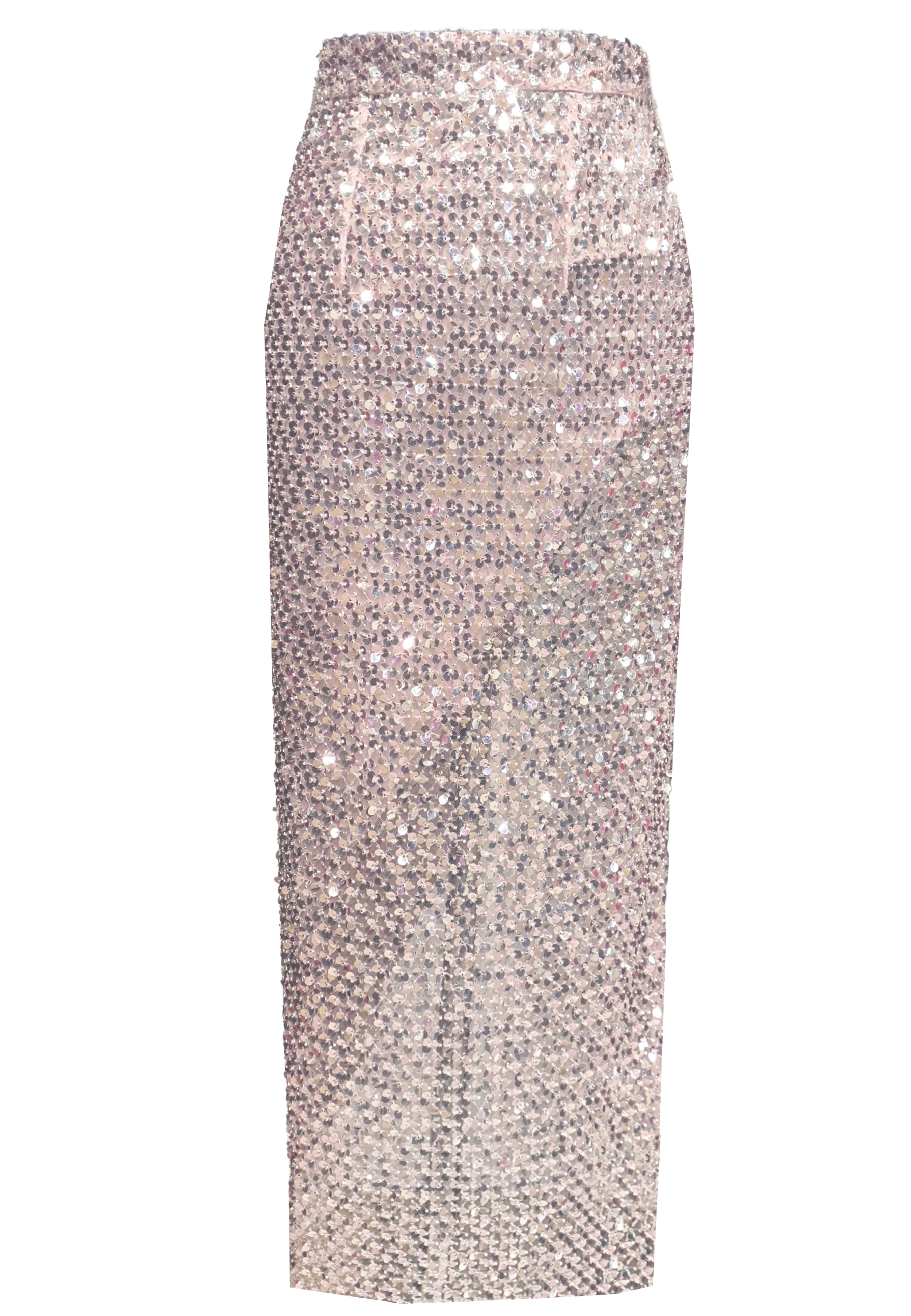 Sunset Embellished Pencil Skirt Silver-Pink