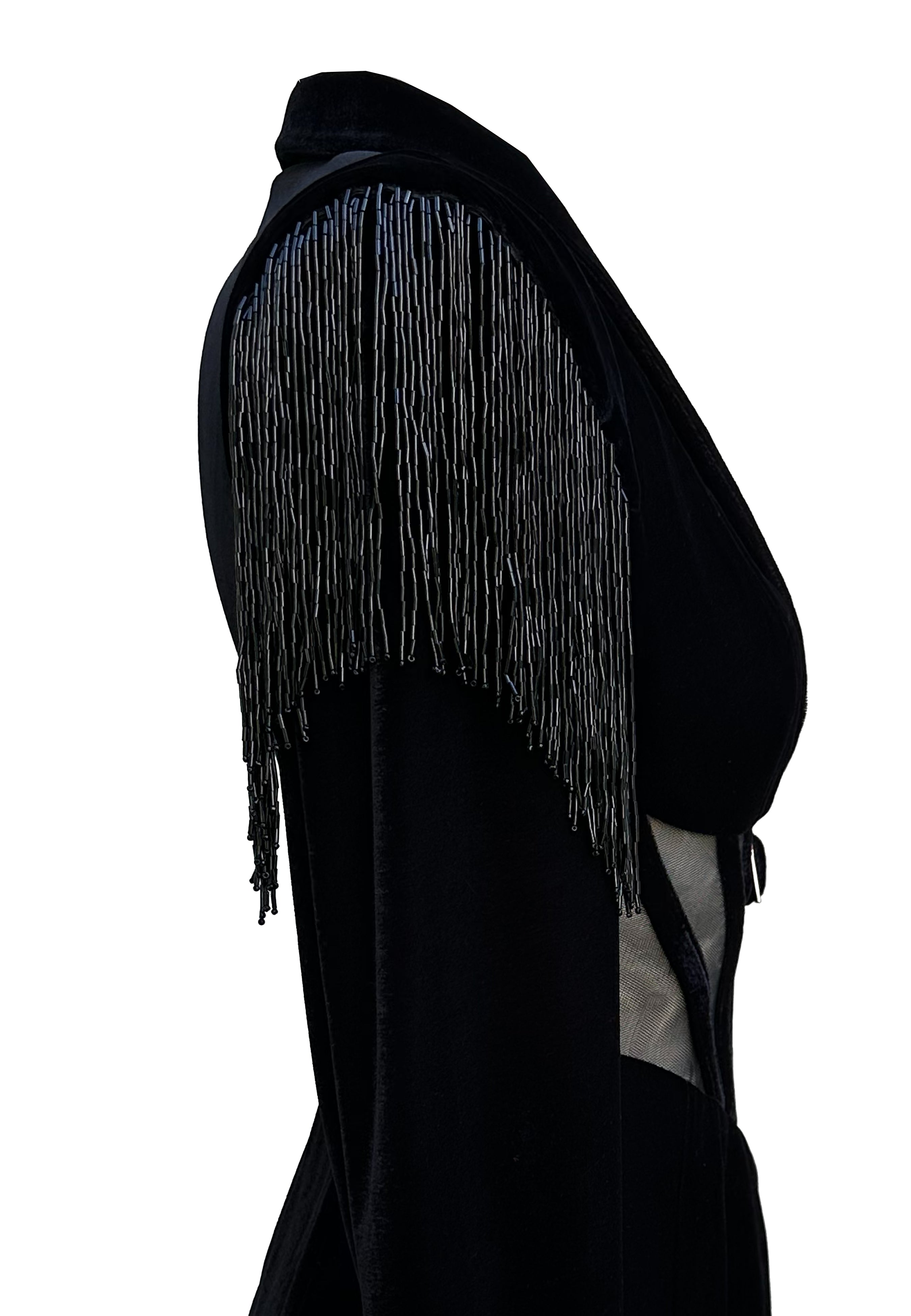 Glam Witch Velvet Corset Blazer With Fringes
