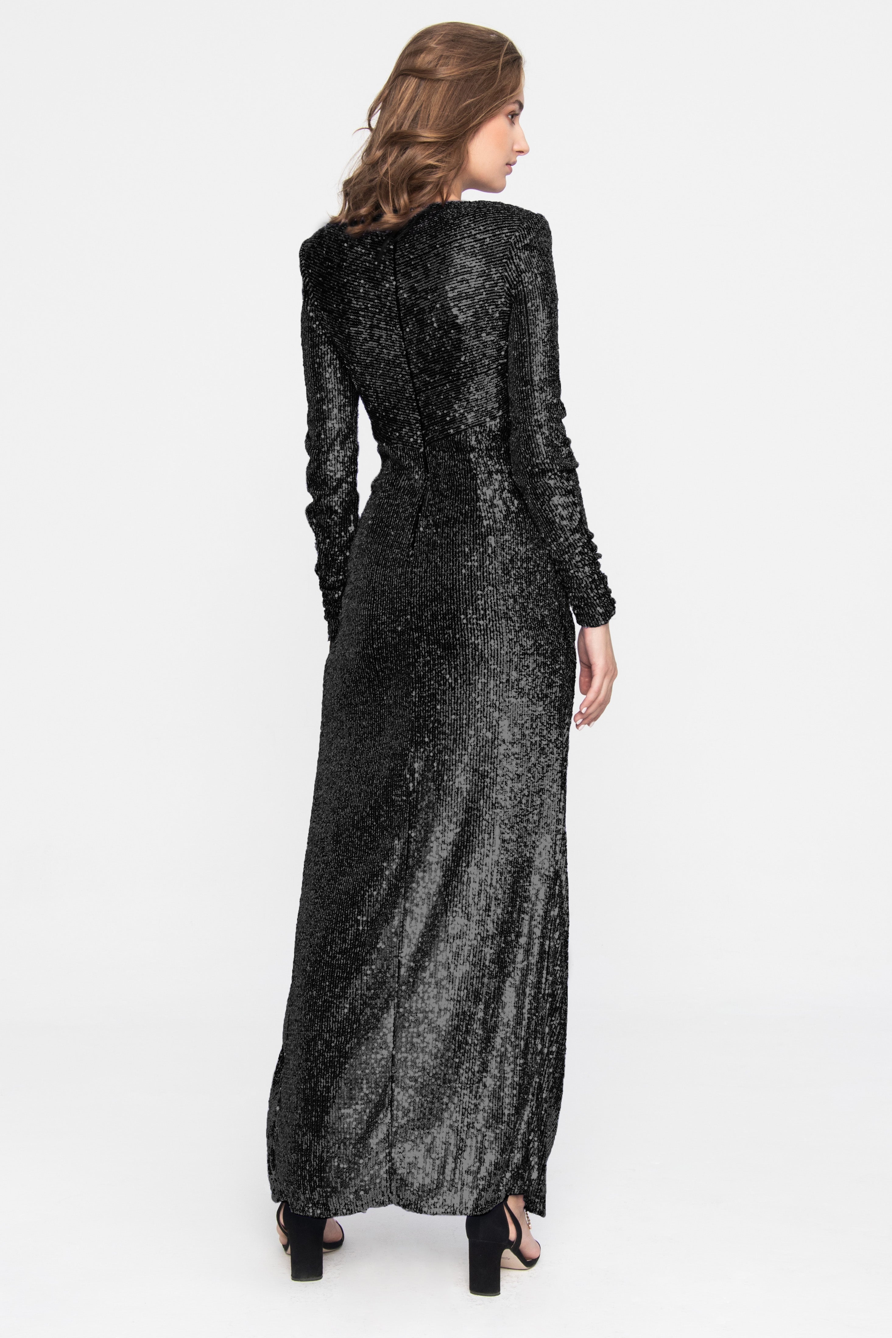 Black Sequinned Evening Dress Gloria