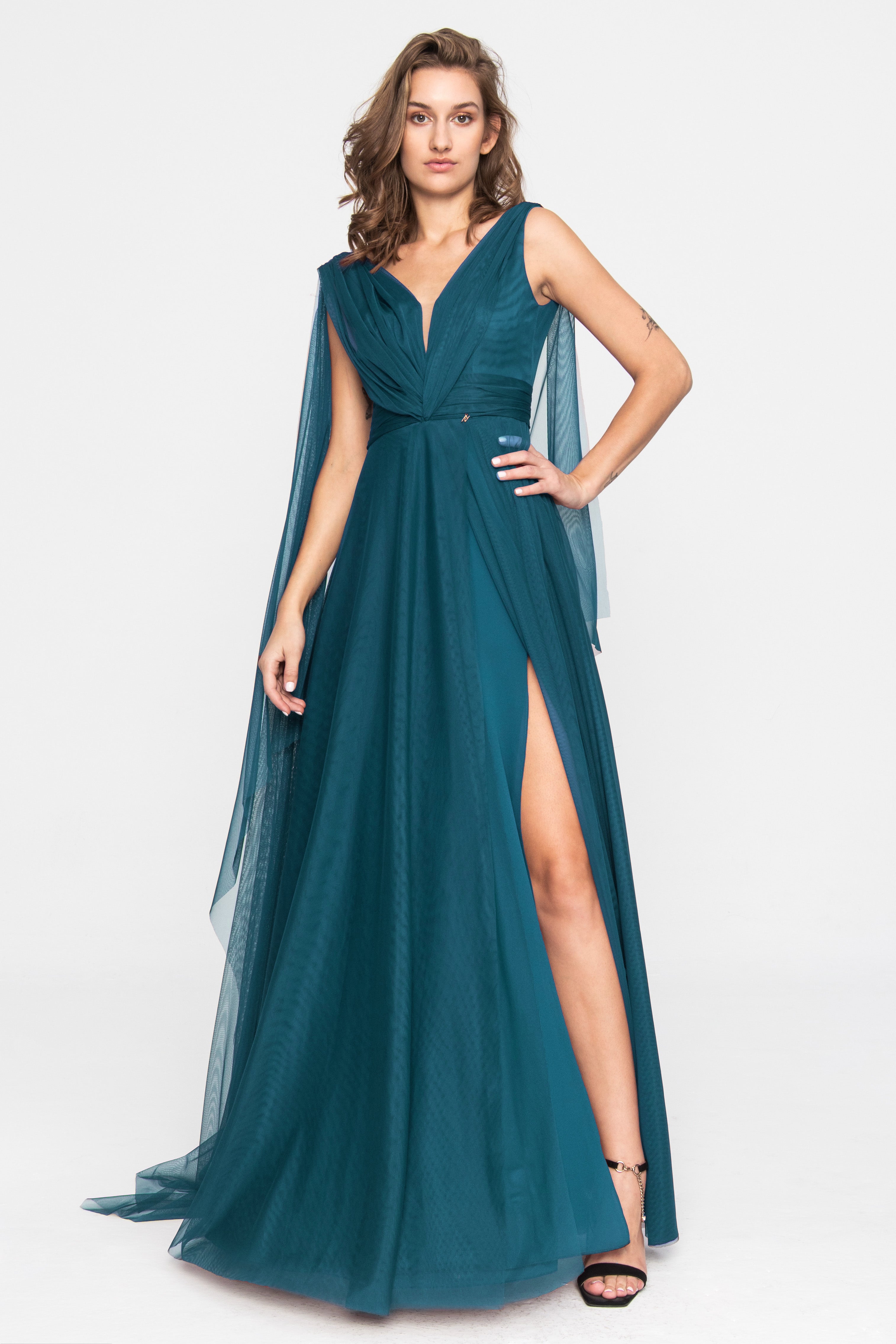 Tulle Terracotta Evening Gown Petrol blue