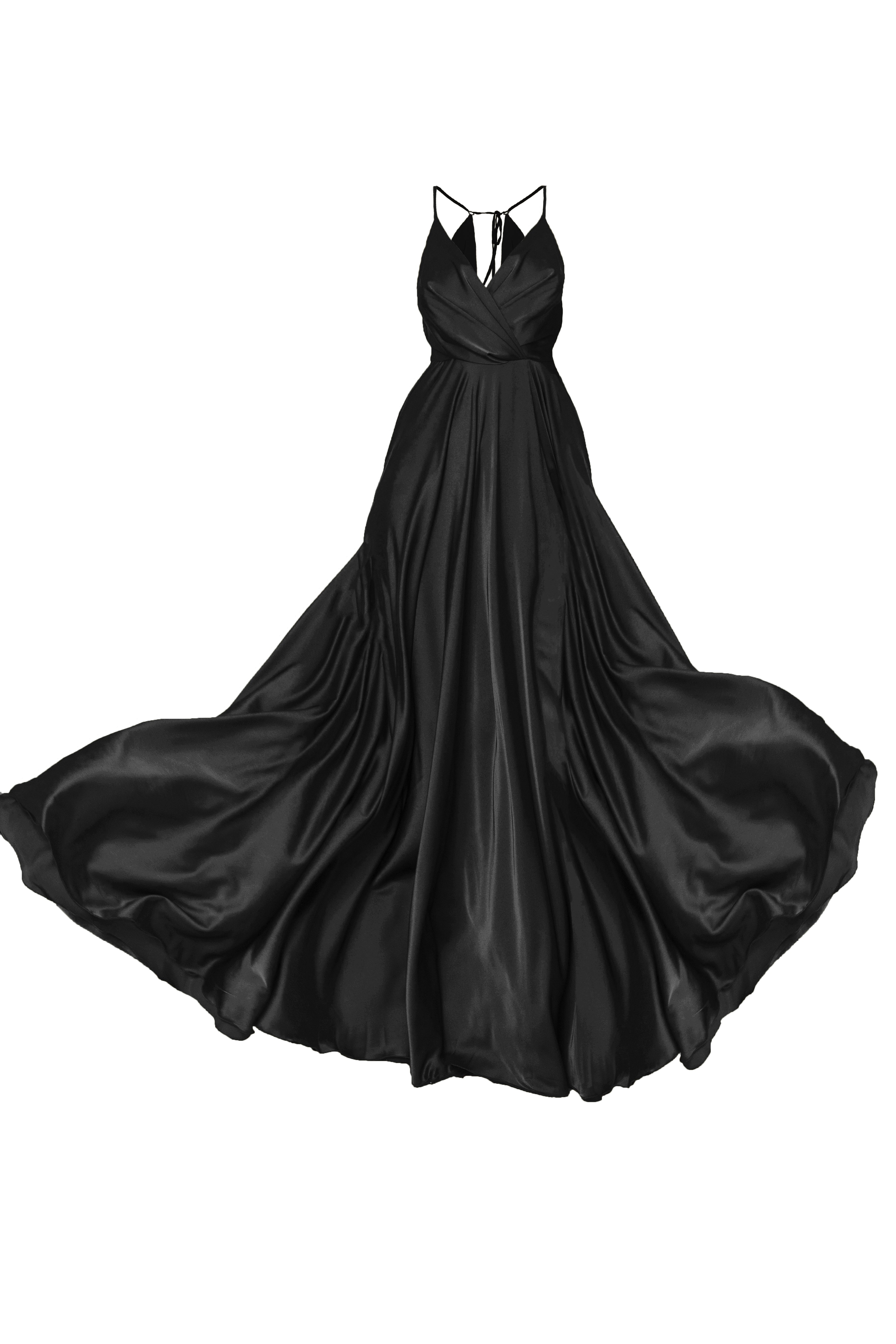 Satin Long Dress Tied Back Black Angelika Jozefczyk 4