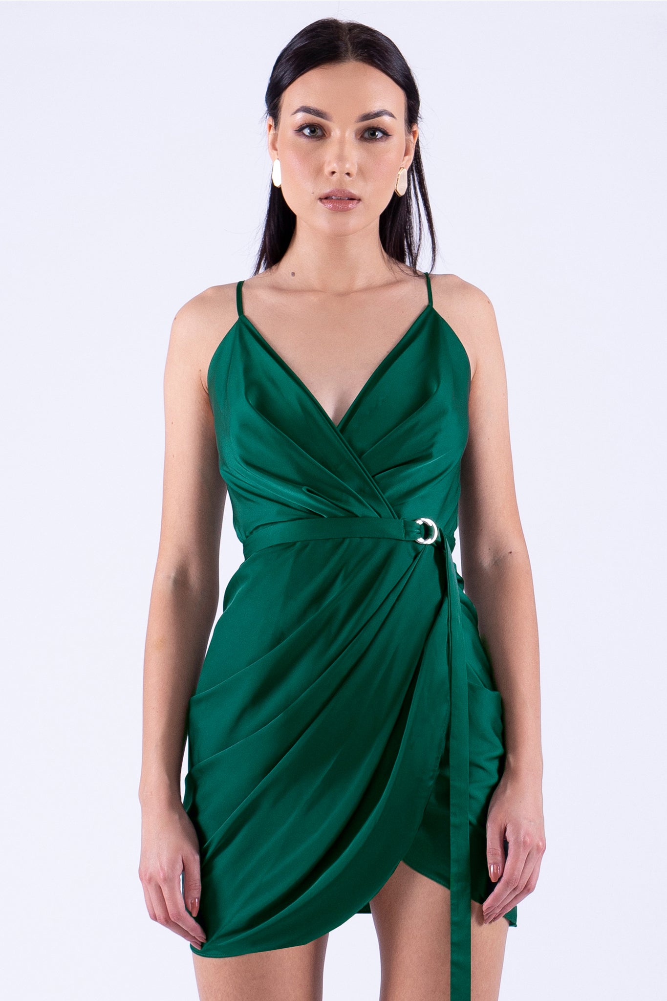 Mini Satin Draped Dress