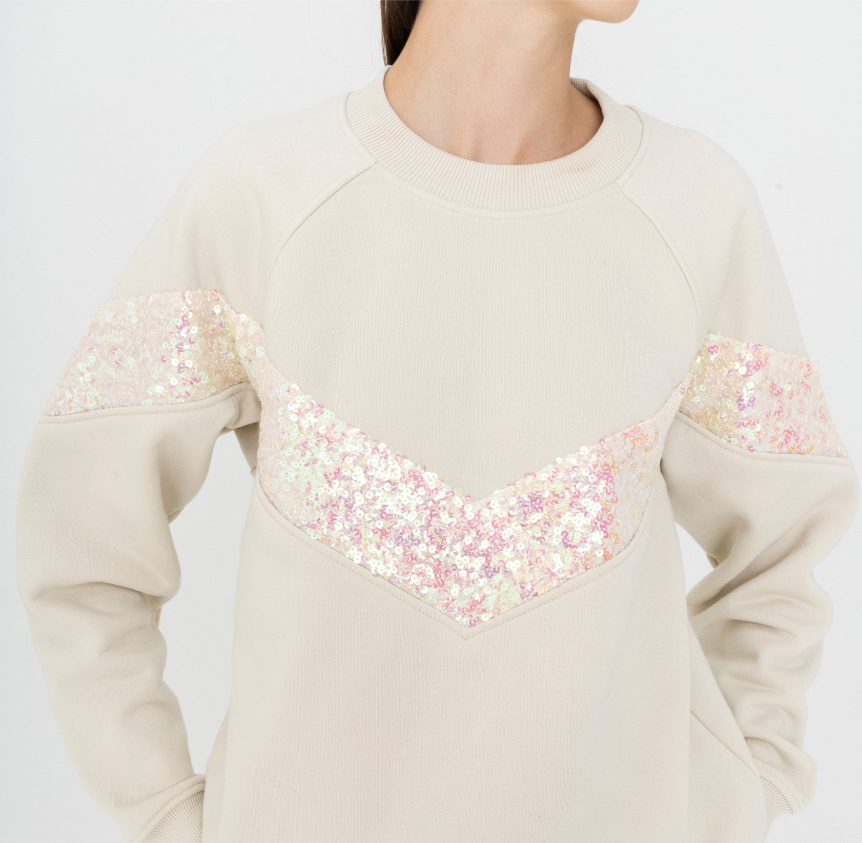 Elegant Pistachio Sweatshirt With Sequins